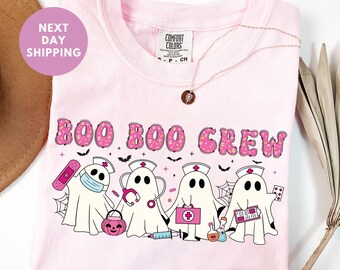 Comfort Colors® Halloween Nurse Shirt, Boo Boo Crew Nurse Shirt, Ghost Nurse Tee, Nurse Halloween Gift, Spooky Season Shirt, Nurse Boo Crew
