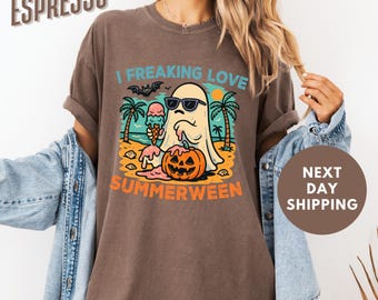 Ich liebe Summerween Comfort Colors® Shirt, lustiges gruseliges Sommer-T-Shirt, Geist-Strand-T-Shirt, Halloween-T-Shirt, Boo-Shirt, Halloween-Geschenk