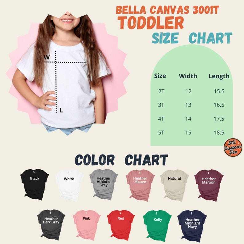 a child's size chart for a t - shirt