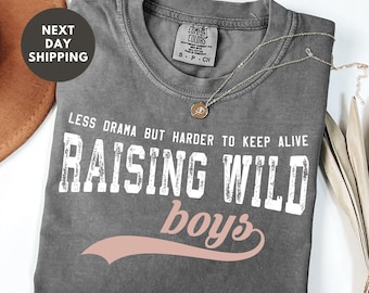 Funny Rising Wild Boys Comfort Colors® Shirt, Sarcastic Mama Shirt, Strong Mom Shirt, Mom Life Shirt, Dad Life Shirt, Gift For Boys Father
