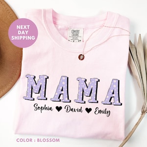 Personalized Mom Shirt With Names, Customizable Mama Comfort Colors® Shirt, Floral Mama Tee, Mothers Day Shirt, Custom Grandma Nana Shirt