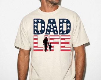 Dad Life American Flag Comfort Colors® Shirt, Patriotic Father Shirt, USA Flag Dad Graphic T-shirt, Fathers Day Gif, American Dad Shirt