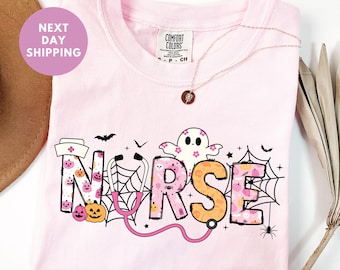 Halloween Nurse Comfort Colors® Shirt, Spooky Nurse Shirt, Fall Nurse Shirt, Halloween Nursing Shirt, Funny Halloween Nurse Shirts Gift
