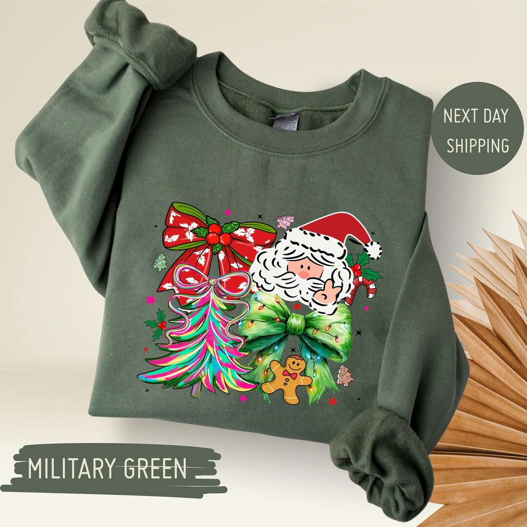 Cute Santa Christmas Sweatshirt, Christmas Tis the Season Sweater