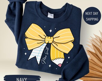 Personalized Teacher Sweatshirt, Custom Teacher Name Pencil Design Sweater, First Day Of School Sweater For Teachers, Gifts for Teachers