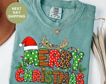 Maglietta Natalizia Da Donna Con Albero A Quadri Leopardato - Misto Cotone, Manica Corta - Idea Regalo Di Natale Divertente, Taglie Dalla S Alla XXL