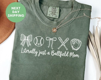 Literally Just a Ballfield Mom Comfort Colors® Shirt, Baseball Mom Crewneck, Sports Mom Game Day T-Shirt, Retro Ballfield Mom Shirt