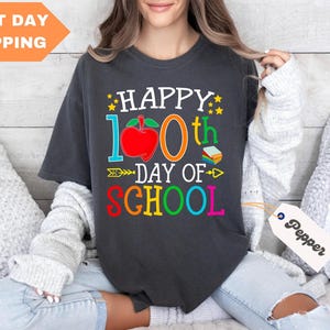 100 dagen school Comfort Colors®-shirt, shirt 100 dagen, viering 100e schooldag, studentenshirt, terug naar school T-shirt, cadeau leraar
