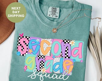 Comfort Colors® Second Grade Squad Teacher Shirt, 2nd Grade Teacher Shirt, Second Grade Teacher Tee, Elementary Teacher Shirts, Teacher Gift