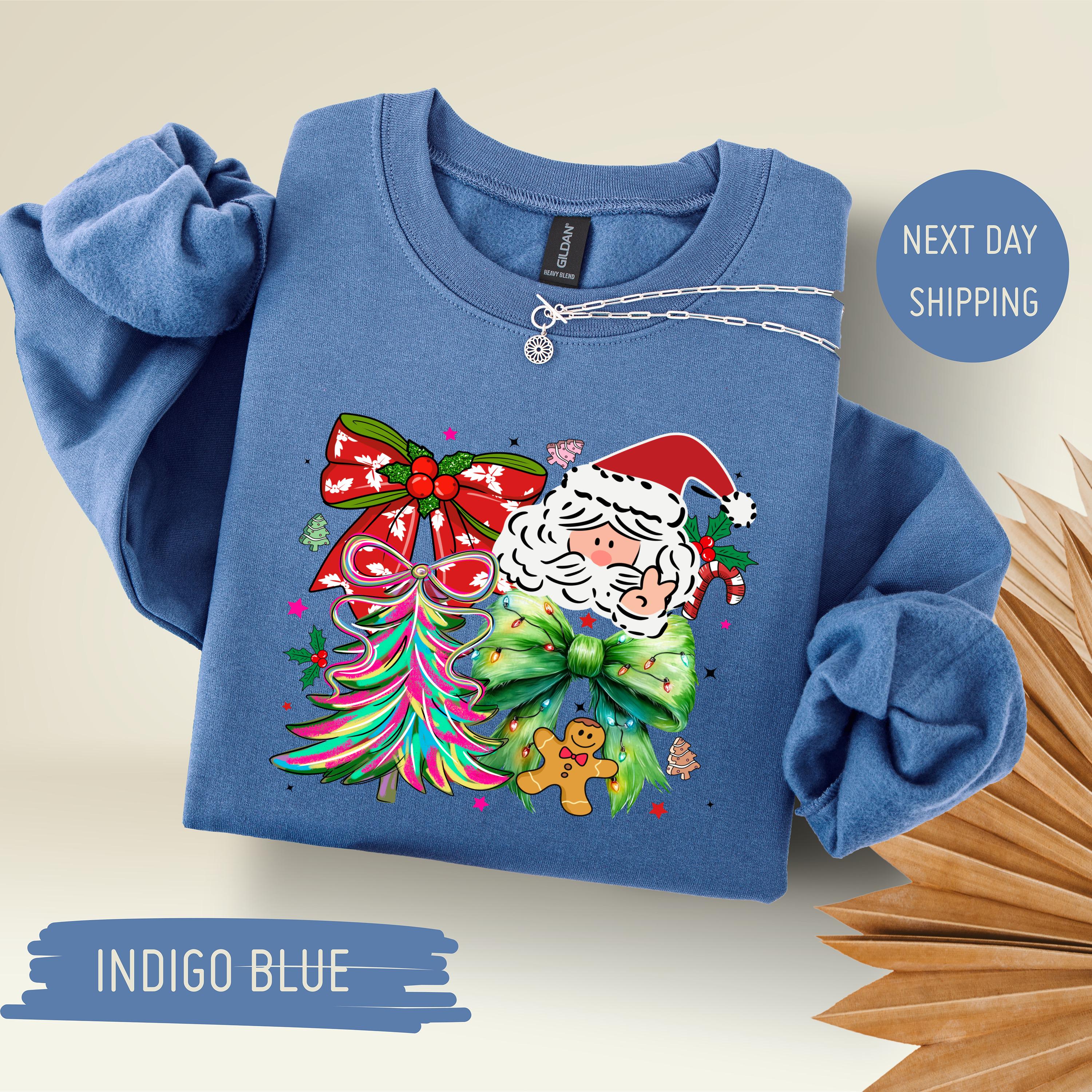 Cute Santa Christmas Sweatshirt, Christmas Tis the Season Sweater
