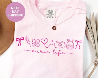 Camiseta "Enfermera Comfort Colors®", camiseta "Vida de Enfermera", regalo para el departamento de enfermería, camisetas para enfermeras tituladas, camiseta para futuras enfermeras, camiseta para la escuela de enfermería