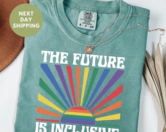 Comfort Colors® The Future is Inclusive Shirt, Rainbow Pride Tee, Trans Rights Tee, LGBTQ Gift, Progress Pride Shirt, Social Justice Shirt