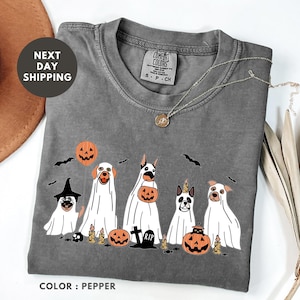 Сute Ghost Dog Comfort Colors® Shirt, Funny Halloween Shirt, Dog Mom Halloween Shirt, Halloween Dog T-shirt, Spooky Season, Halloween Gift