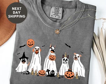 Сute Ghost Dog Comfort Colors® Shirt, Funny Halloween Shirt, Dog Mom Halloween Shirt, Halloween Dog T-shirt, Spooky Season, Halloween Gift