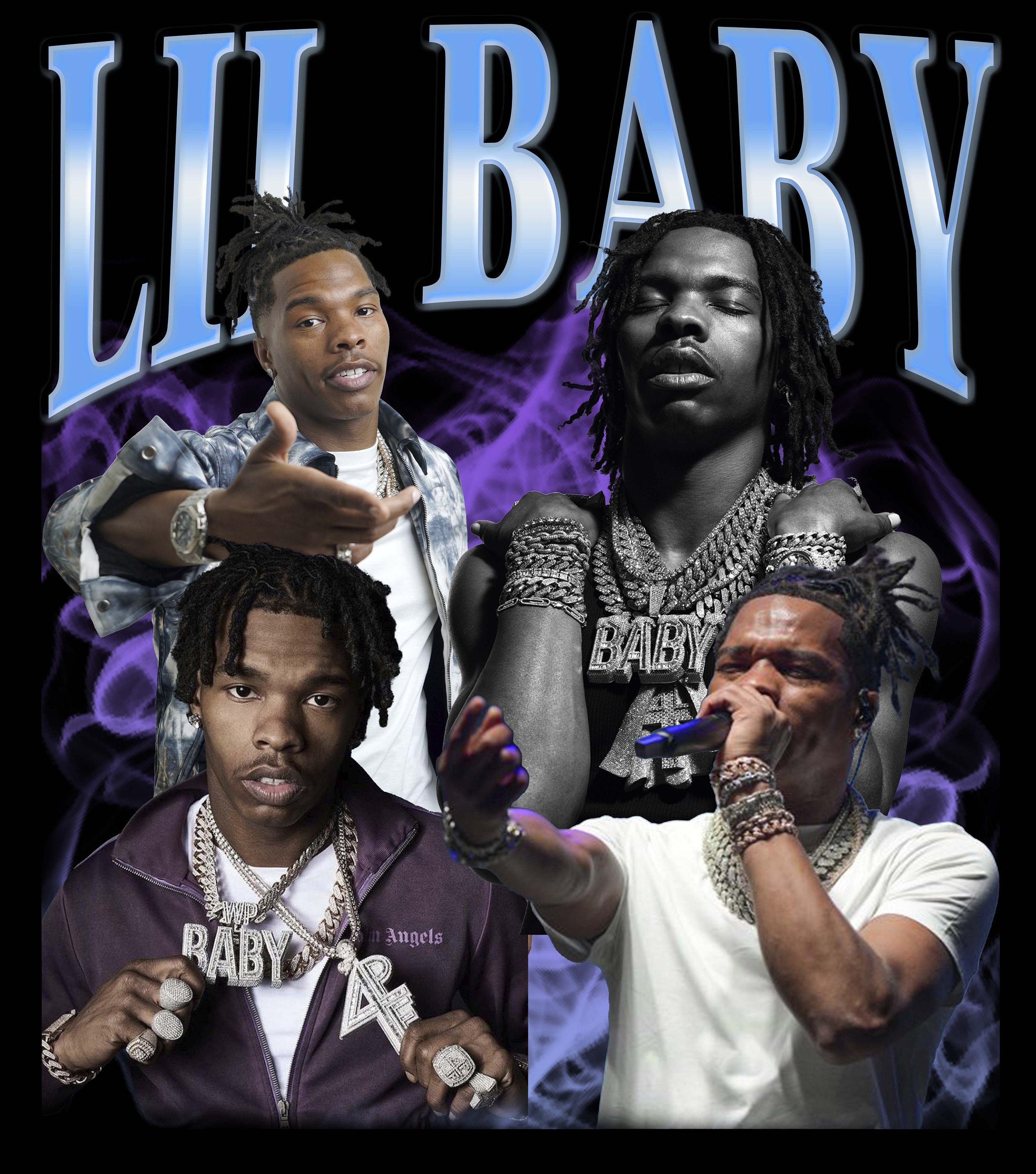 Lil Baby PNG TSHIRT rap Tee Jumbo Graphic Print Savage Mode rare Hip