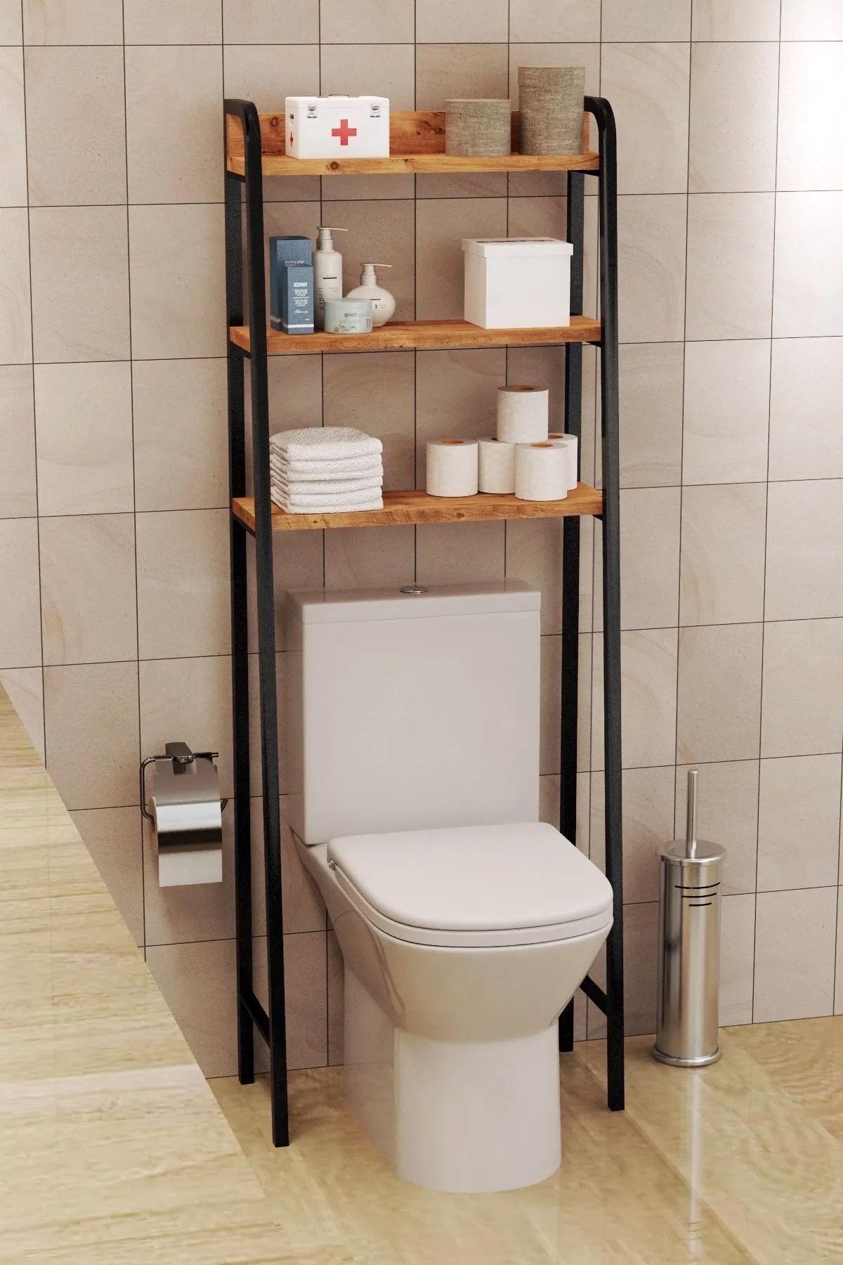 Over Toilet Shelf Organizer – Bathroom Storage Rack With Towel Bar - Etsy