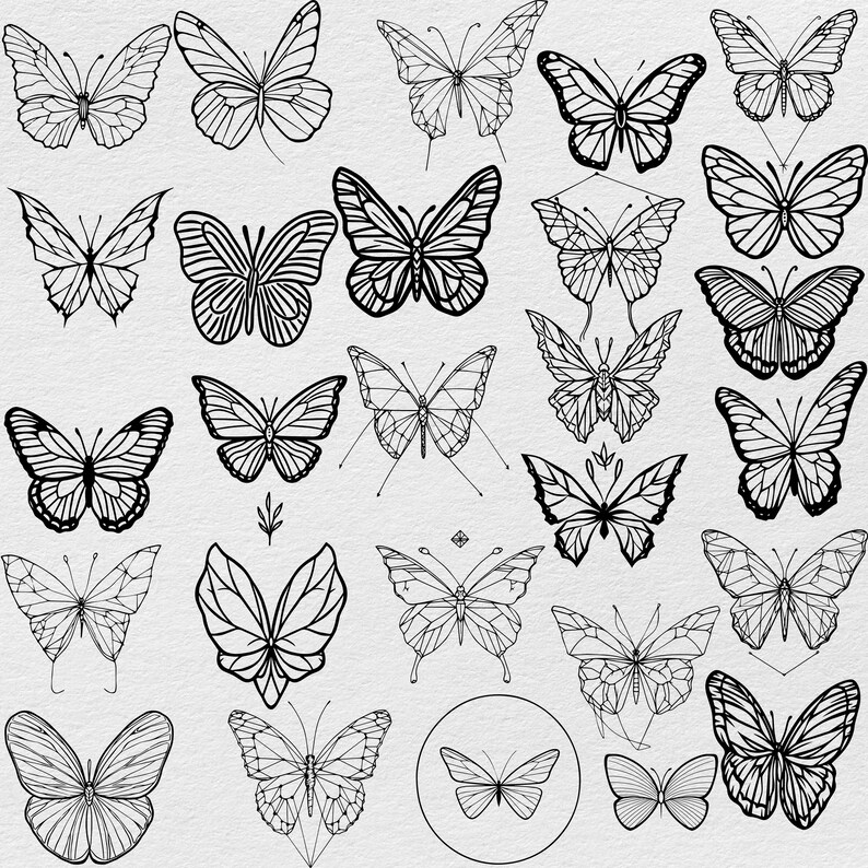 100 Butterfly Designs Svg Bundle, Butterfly Clipart, Butterflies