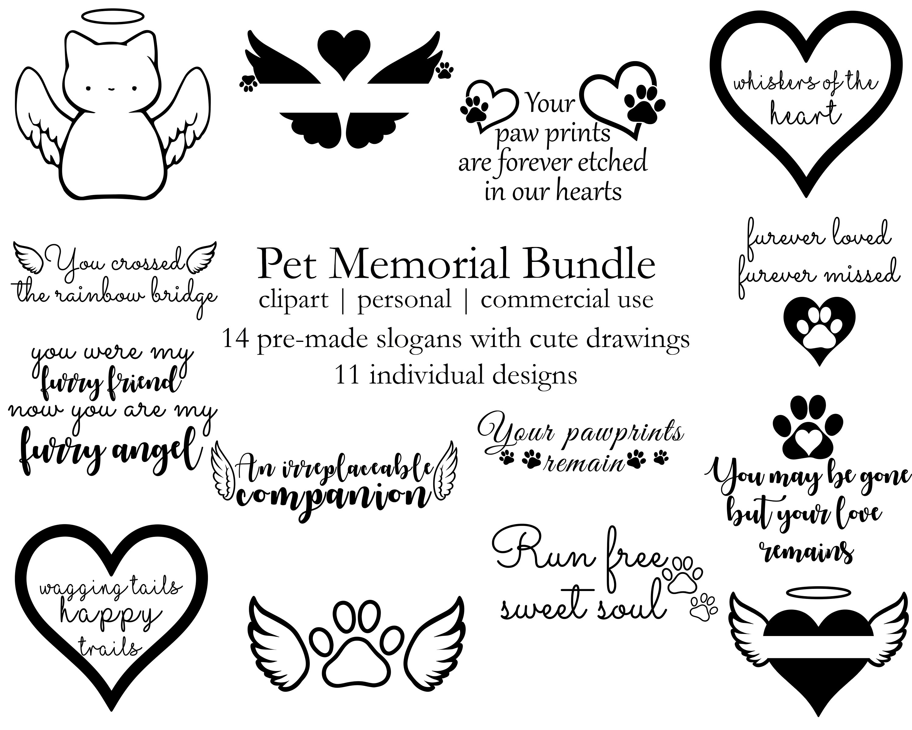 Pet Memorial SVG Bundle, Dog Memorial SVG, Pet Loss SVG, Cat Memorial, Dog Loss Svg, Angel Wings