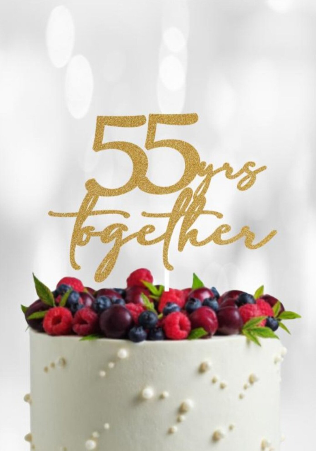 55th Birthday Cake Topper – Funny 'Fifty F*cking Five' Rhinestone Decor (Silver, 12x11cm) - View #11