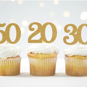 Any Age Birthday Cupcake Toppers Any Age Number Cupcake Toppers Glitter Anniversary Any Number Cupcake Toppers Any Number Food Picks