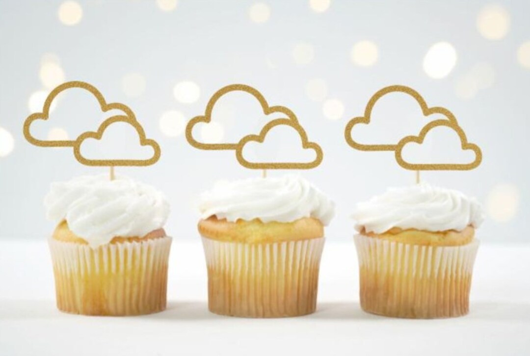 Cloud Cupcake Toppers She's on Cloud 9 Party Decor Cloud Party Picks ...