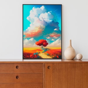 Poppy Field, Oil Painting Print, Surreal Art