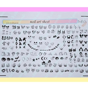 DIGITAL DOWNLOAD-Halloween Character Nail Art Sheet.