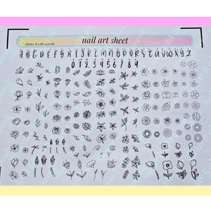 DIGITAL DOWNLOAD - Flowers - leaves - Nail Art Sheet.