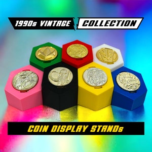 Coin Display Stand for 1990s Vintage MMPR, Mighty Morphin Power Ranger Coin Stand, MMPR Power Coin Holder, Power Ranger Coin Stand Holder