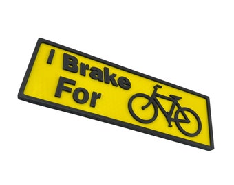 „I Brake for Bicycles“-Schild, Nachbildung, Radfahrer-Alarm-Straßenschild, unterstützende Verkehrssicherheitsdekoration, gelbes und schwarzes Fahrrad-Straßenwarnschild-Dekor