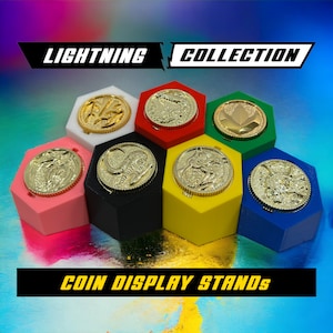 Colorful Display Stands for Lightning Power Ranger Coins, Lightning Collection MMPR Display Stand Coin Holder, Stand Only No Coins Included