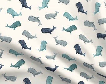 CM Whale Toss All Blues and Gray Minky Blanket