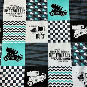 Dirt Track Racing Quilt Blue