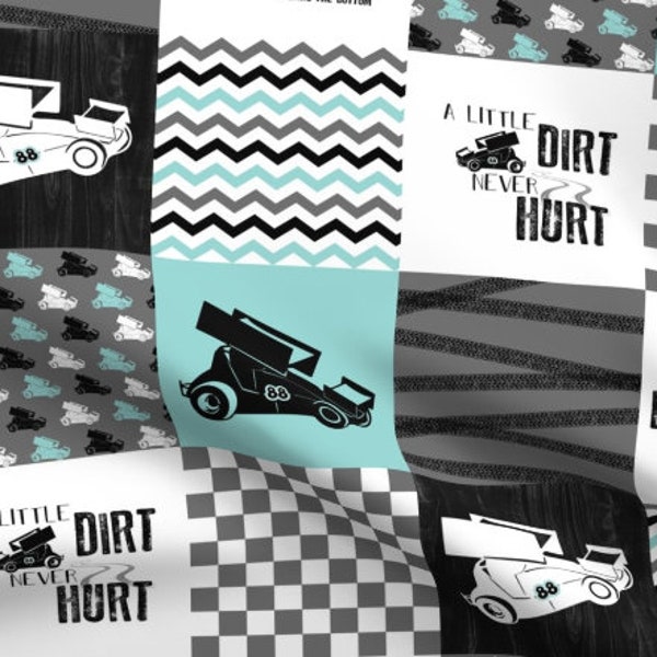 CM Sprint Car Patchwork Minky Blanket, Faux Fur Blanket, Racing Blanket, Race Car Blanket, Sprint Car Blanket, Sprint Car Racing Blanket