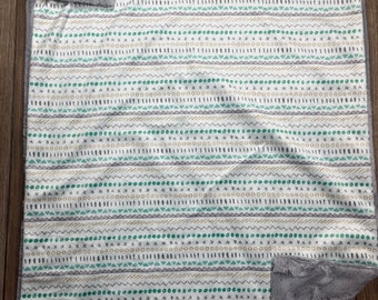 RTS Geometric Minky Baby Blanket, Minky Baby Blanket, Faux Fur Baby Blanket, Striped Baby Blanket, Aztech Baby Blanket, Gender Neutral