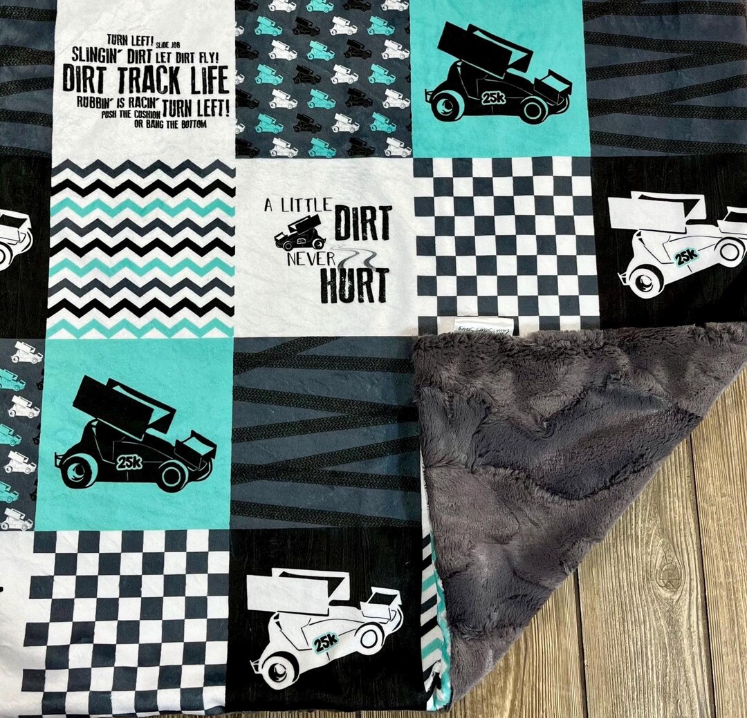 CM Sprint Car Patchwork Minky Blanket, Faux Fur Blanket, Racing Blanket ...