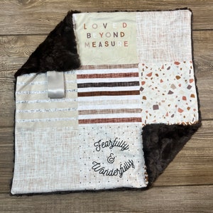 RTS Neutral Earthtones Patchwork Loved Beyond Measure Minky Square  Lovey
