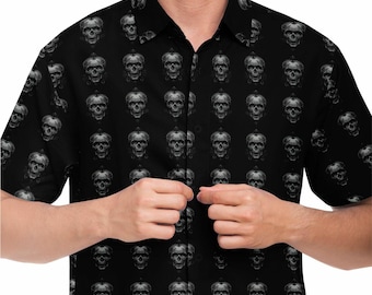 Gothic Skull Button-Up Shirt: Edgy Dark Style