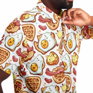 Camisa hawaiana con botones, informal, divertida, con dibujos animados coloridos y extravagantes para hombre y mujer