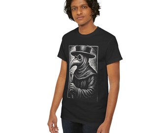 Gothic Plague Doctor T-Shirt: Dark Spooky Halloween Costume Top