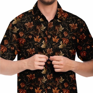 Gothic Herbst Herbst Blätter Langarm Lässig Warmes Wetter Stilvolle Trendy Edgy schrullig Shirt im hawaiianischen Stil