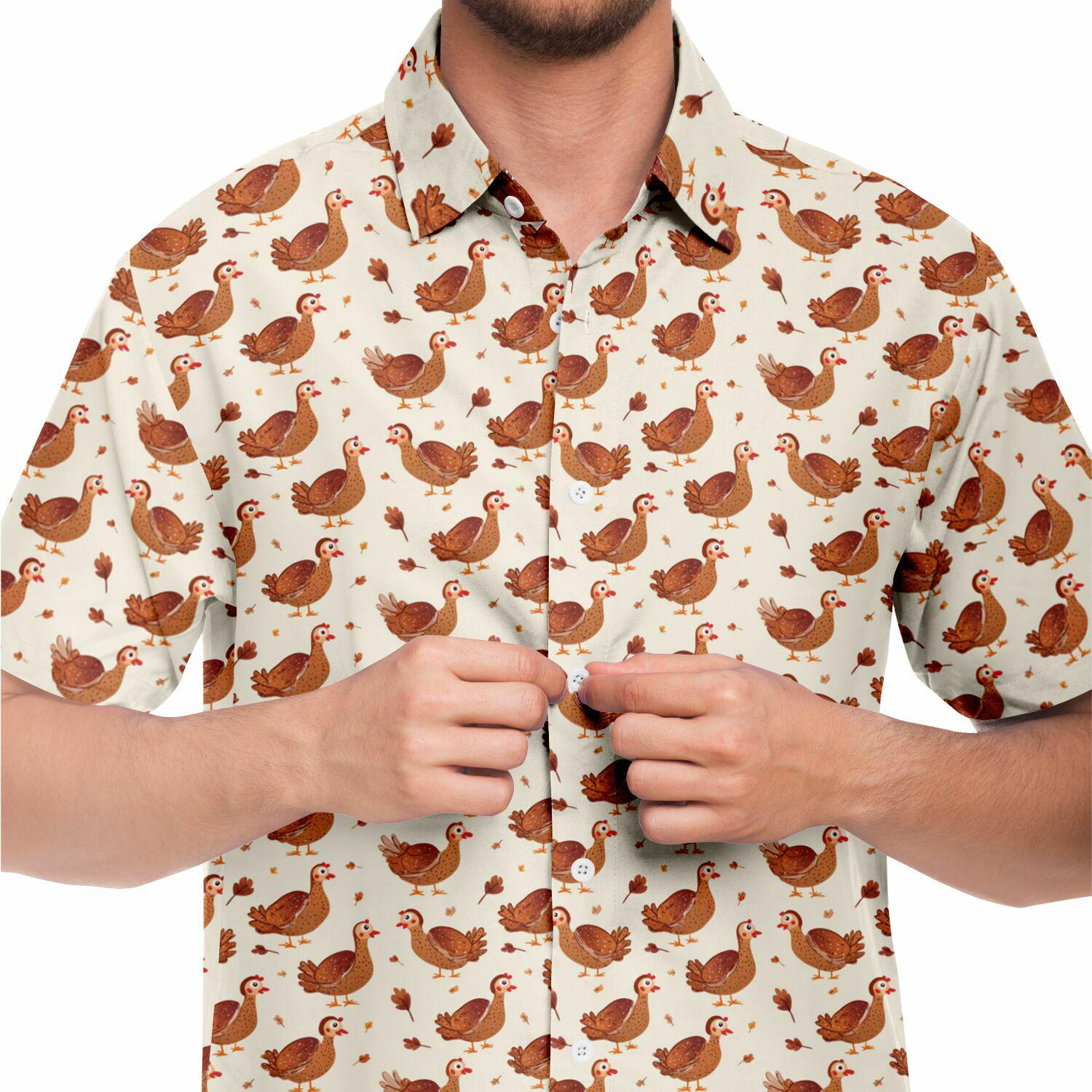 men's thanksgiving dress shirts Men's Thanksgiving Red Cartoon Turkey Button Long Sleeve Holiday Shirt   joliplacard