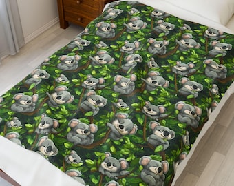 Sleepy Koala Plush Blanket: Cozy Cuddle Throw