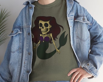 Gothic Mermaid T-Shirt, Spooky Disney Princess Top, Halloween Fan Gift