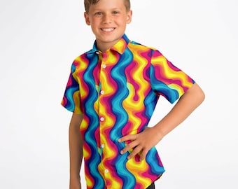 Kids/Youth Short Sleeve Button Down Shirt - AOP