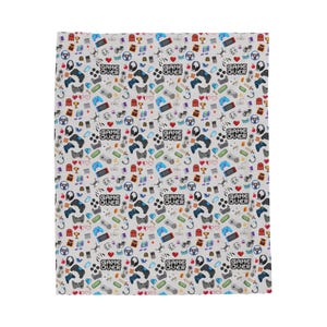 May include: A white background with a repeating pattern of various video game icons and the words "GAME OVER". The icons include controllers, hearts, coins, and other game-related symbols.