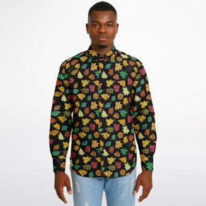 Herbst Herbst Blätter Langarm Lässig Warmes Wetter Stilvolle Trendy Edgy schrulligen Hawaiian Style Shirt