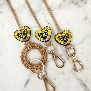 Amaya Pencil Heart Teach Breakaway Lanyard, Pencil Lanyard, Teacher Lanyard, Teacher Appreciation Gift, Teacher Badge Reel, Nurse Badge Reel