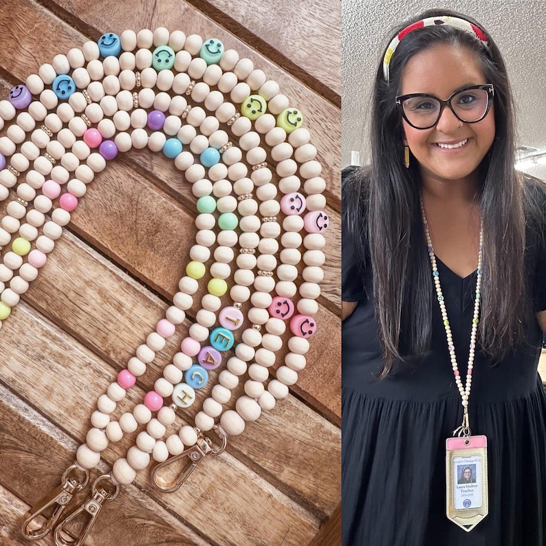 Checkered Teacher| Handmade Beaded Lanyard main image 0