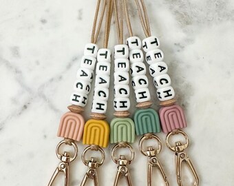 Teach Word Rainbow Lanyard, Rainbow, Teacher Lanyard, Teacher Gift, Teacher Appreciation